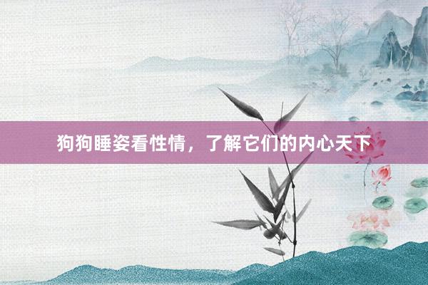 狗狗睡姿看性情，了解它们的内心天下